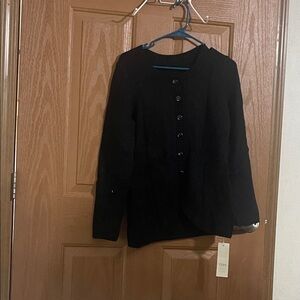 Classic Black Button-Up Cardigan